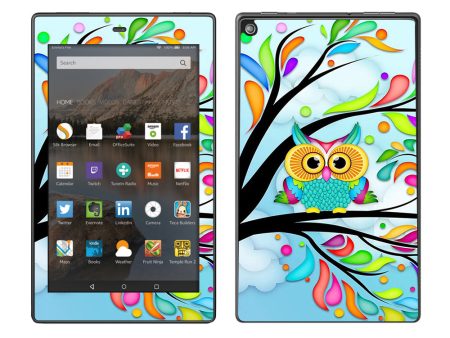 Colorful Artistic Owl In Tree  Amazon Fire HD 8 Skin For Sale