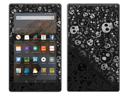 Skulls Pattern Denim Look Amazon Fire HD 8 Skin For Cheap